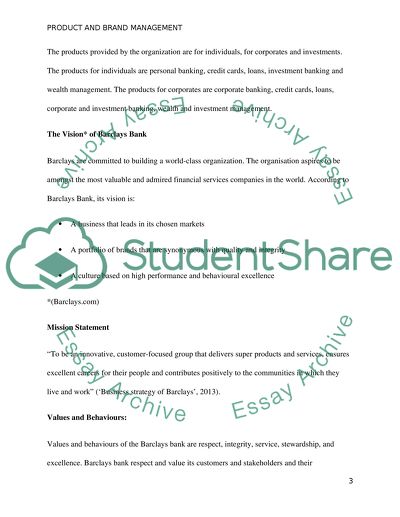 Product and Brand Management in Barclays Bank