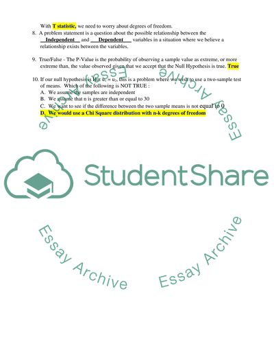 Various Statistical Questions