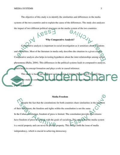 Will compare the U.S. media system to Cuba media system