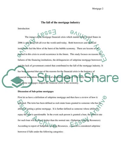 The Fall of the Mortgage Industry