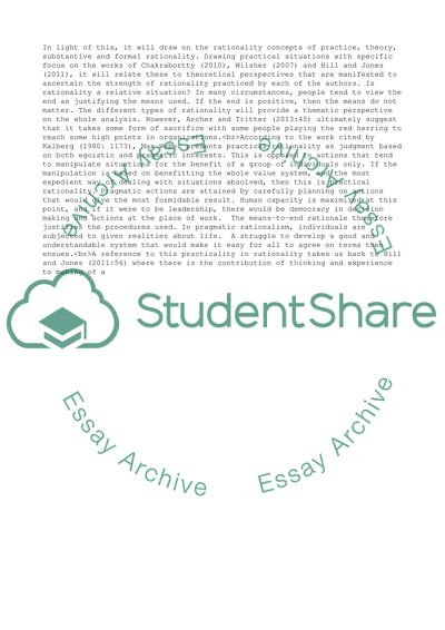 The Concept of Rationality in Understanding Work