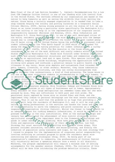 Recommendations for a Low Cost CSR Campaign