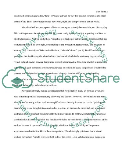 Art Education Reading response: Problems Confronting Visual Culture