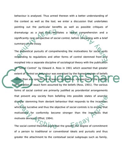 Use of a Dramaturgical Perspective Enhances Our Knowledge of Social Control