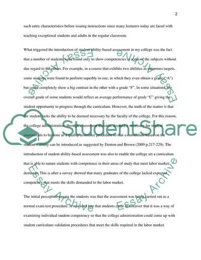 Quality Assurance Procedures with Regard to Students Ability-Based Assessment
