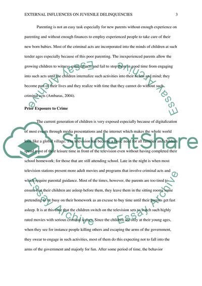 External Influences on Juvenile Delinquencies