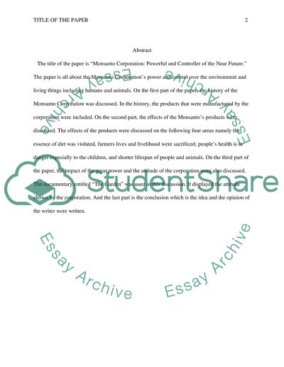 Monsanto Corporation: Powerful and Controller of the Near Future