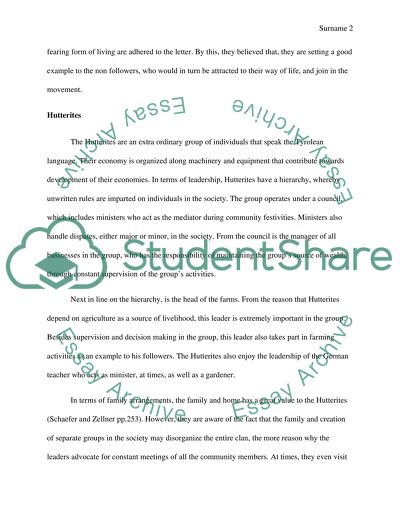 Hutterites, Jehovahs Witnesses and the Hasidim Jehovahs Witnesses