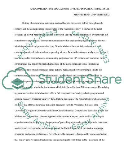 Are Comparative Educations Offered in Public Medium-Sized Midwestern Universities
