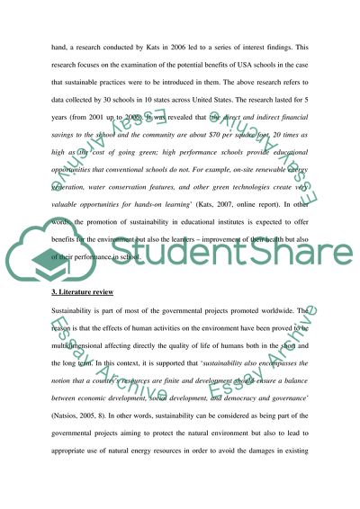 The Promotion of Sustainability through Schools