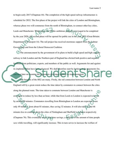 High Speed 2 Rail Link between London and the North of England