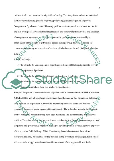 Evidence Informing Policies Regarding Positioning Patient to Prevent Compartment Syndrome