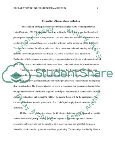 Declaration of Independence Evaluation