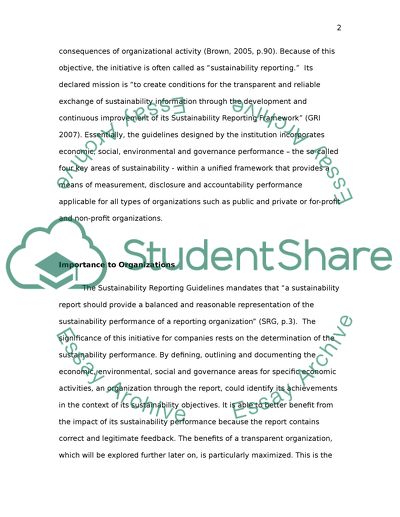 Global Reporting Initiative and Sustainable Reporting