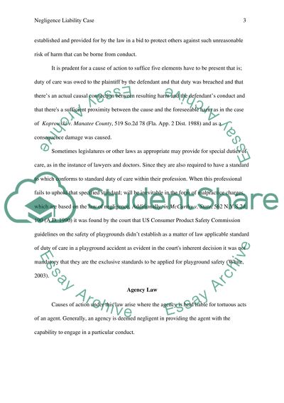 Negligence Liablity Case