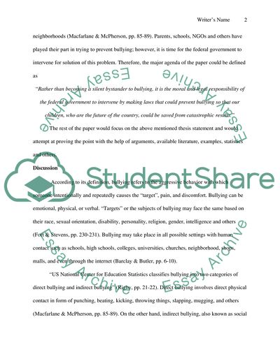 Should the state or federal goverment put laws into place to prevent bullying