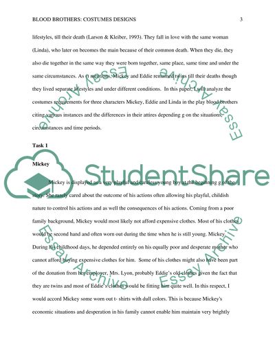 Developing Costume Design Skills - Analysis, Research & Design: BLOOD BROTHERS