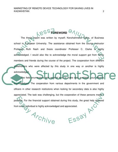 Health Services in Kazakhstan: Marketing of Remote Device Technology for Saving Lives