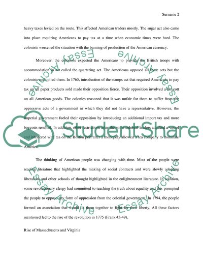 American Revolution, Rise of Massachusetts and Virginia