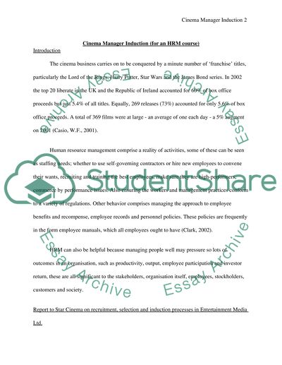 Cinema Manager Induction