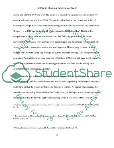 Britain in Shaping Modern Australia