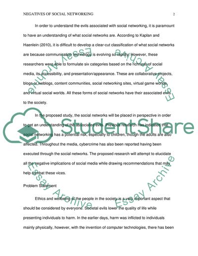 A Proposal on the Negative Implications of Social Networking in the 21st Century