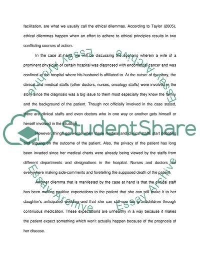 Ethical Dilemmas in a Health Care Institution