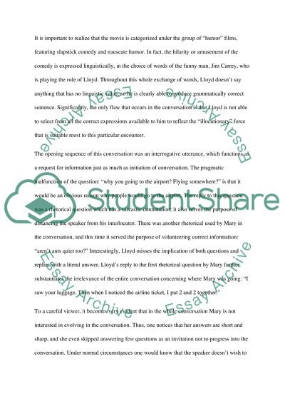 Discourse Analysis of the movie Dumb and Dumber