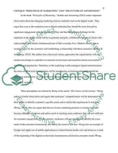 Principles of Marketing and the Future of Advertising