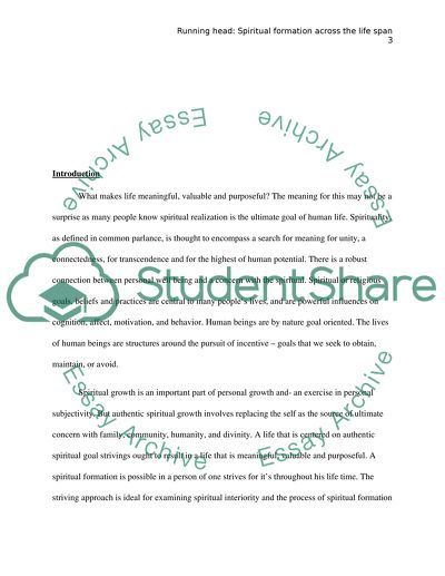Spiritual Formation across the Lifespan