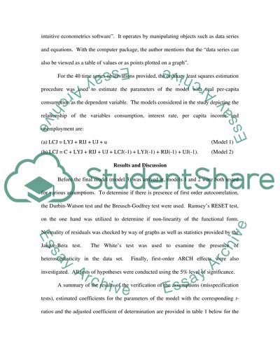 Relationship between Consumption and Income