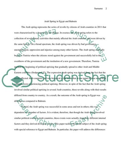 Arab Spring in Egypt and Bahrain