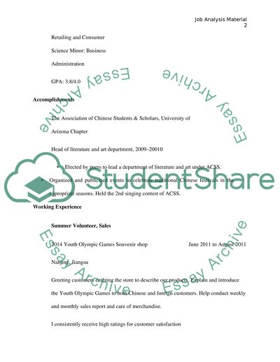 JOB ANALYSIS MATERIALS