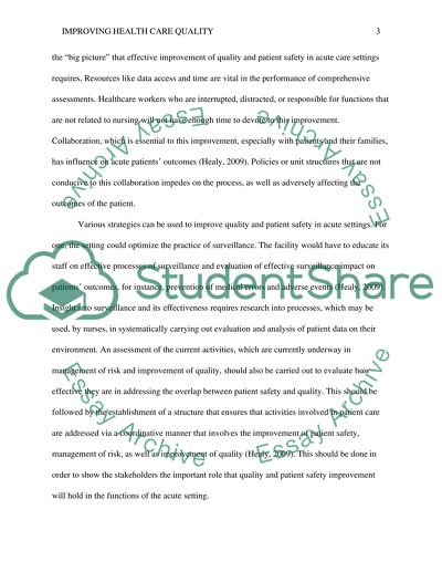 Improving Health Care Quality & Patient Safety in an Acute Care Setting
