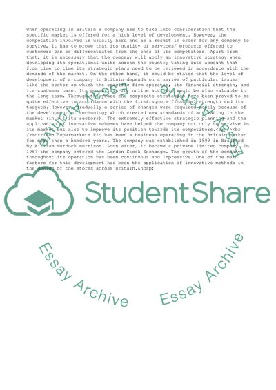 Service Operations and Organisational Dynamics: Morrison Supermarkets PLC