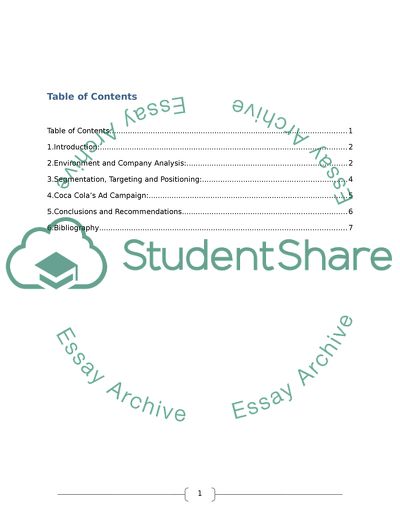 Environment and Company Analysis of Coca Cola