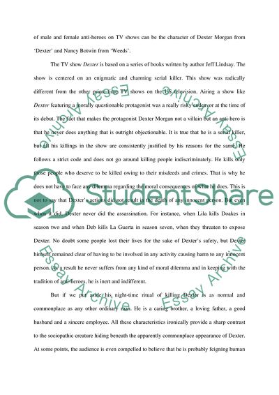 The Difference of Male and Female Anti-Hero Figures in TV Shows