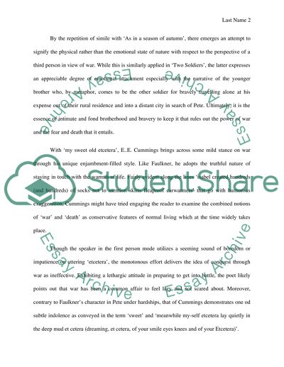 Wallace Stevens Death of Soldier & EE Cummings Sweet Old Etceter