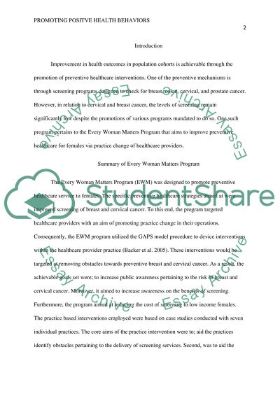 Promoting Positive Health Behaviors