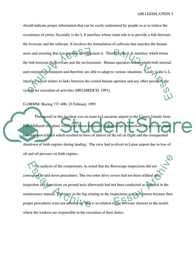 Air Legislation - the Shell Model in Analyzing Human Factors in the Aviation System