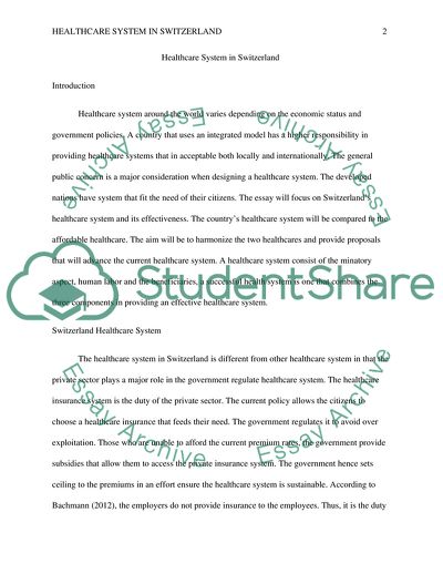 Healthcare System in Switzerland