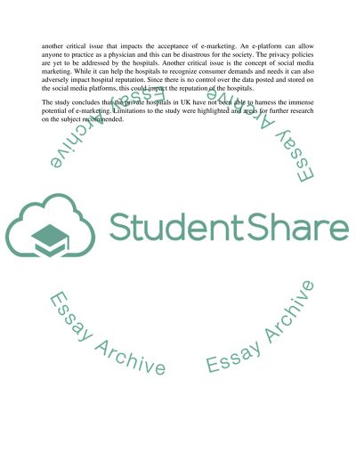 E-marketing and ICT in private hospitals in the United Kingdom