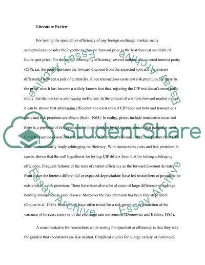 The Efficiency of the Foreign Exchange Market