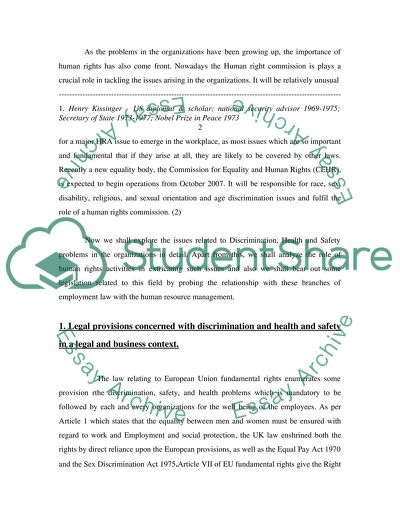 Health, Safety, Discrimination, and Human Rights