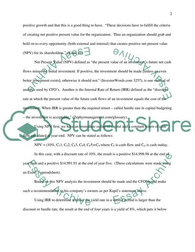 CU Boxes, Inc. Capital Budget Recommendation on a New Boot Sole Machine