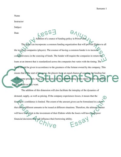 Funding Policy in Power Grid