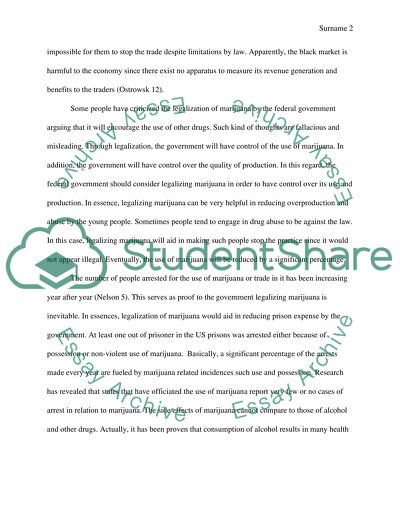 The United States of America should legalize marijuana