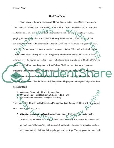 Health Sciences - Final Plan Paper