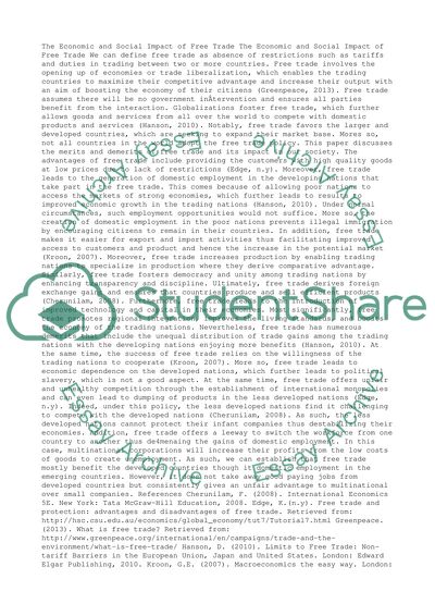 The Economic and Social Impact of Free Trade