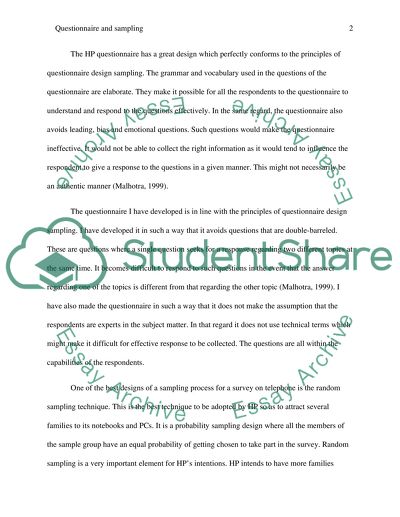 Hewlett-Punning Case: Questionnaire Design Sampling and Sample Size